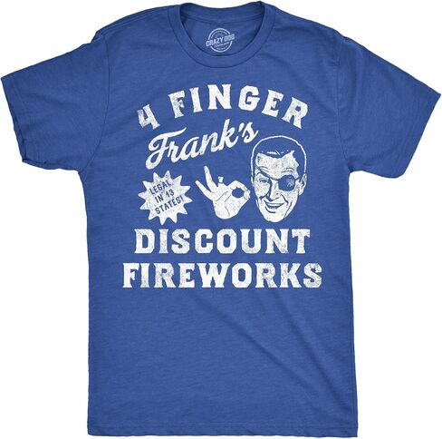 تي شيرت رجالي مضحك 4 Finger Franks خصم على الألعاب النارية الساخرة في الرابع من يوليو تي شيرت جرافيك جديد للرجال in Kuwait