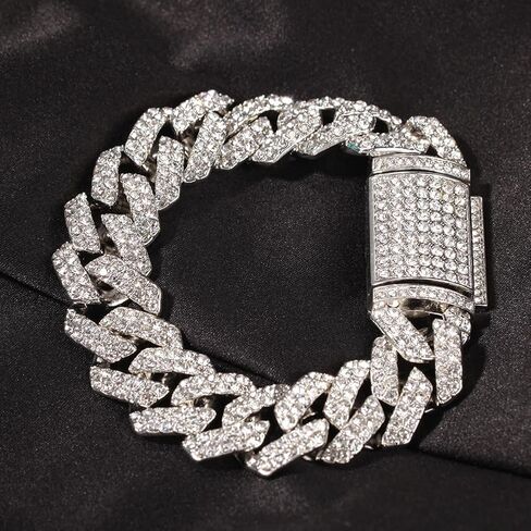 Solid Gold over S925 Sterling Silver 18mm Wide Cuban Chain Bracelet, Bold Masculine Cuff with Minimalist Design, Statement Piece for His Collection in Saudi Arabia