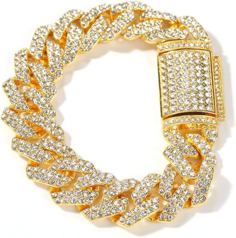 Solid Gold over S925 Sterling Silver 18mm Wide Cuban Chain Bracelet, Bold Masculine Cuff with Minimalist Design, Statement Piece for His Collection in Saudi Arabia