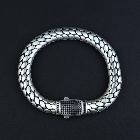 925 Silver 8MM Popcorn Chain Bracelet, Onyx Stone Box Lock Curb Chain Bracelet, Elegant Men Chain Bracelet, Solid Silver Chain, Gift For Men in Kuwait