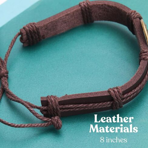Needzo Leather Saint Benedict Bracelets, Black and Brown Jewelry Accessories, Catholic Jewelry Gift for Men, 8 Inches Adjustable (Set of 2) in Saudi Arabia