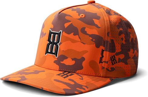 BEX Blaze Camo Trucker Hat - Blaze Orange Hunting Cap with Mesh Back | 5-Panel Snapback Baseball Cap | Breathable Perforated Panels | 3D Embroidered Logo | Adjustable Curved Bill Outdoor Hat in Saudi Arabia