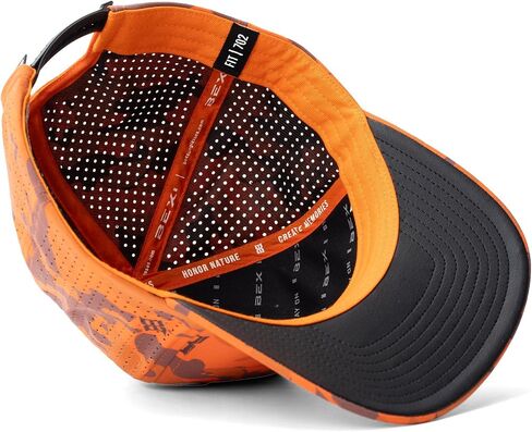 BEX Blaze Camo Trucker Hat - Blaze Orange Hunting Cap with Mesh Back | 5-Panel Snapback Baseball Cap | Breathable Perforated Panels | 3D Embroidered Logo | Adjustable Curved Bill Outdoor Hat in Saudi Arabia