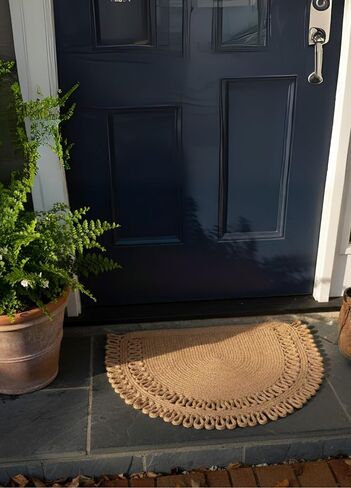 Jute Semi Circle Doormat – Half Moon Braided Front Door Mat, Non Shedding & Washable, Non Slip Backing, Waterproof Indoor Outdoor Entryway Rug for Porch, RV, Camper & Boat in Saudi Arabia