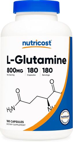 Nutricost L-Glutamine 800mg, 180 Capsules - Gluten Free, Non-GMO in Kuwait