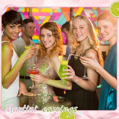 Tondiamo 9 Pairs Martini Earrings Novelty Champagne Glass Cocktail Fruit Earrings Metal Jewelry for Woman Martini Party Favors for Wine Glass Alcohol Goblet Beach Holiday Earring Gifts Decorations in Saudi Arabia