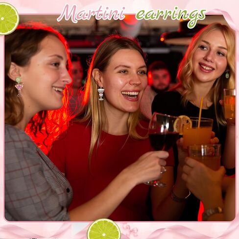 Tondiamo 9 Pairs Martini Earrings Novelty Champagne Glass Cocktail Fruit Earrings Metal Jewelry for Woman Martini Party Favors for Wine Glass Alcohol Goblet Beach Holiday Earring Gifts Decorations in Saudi Arabia