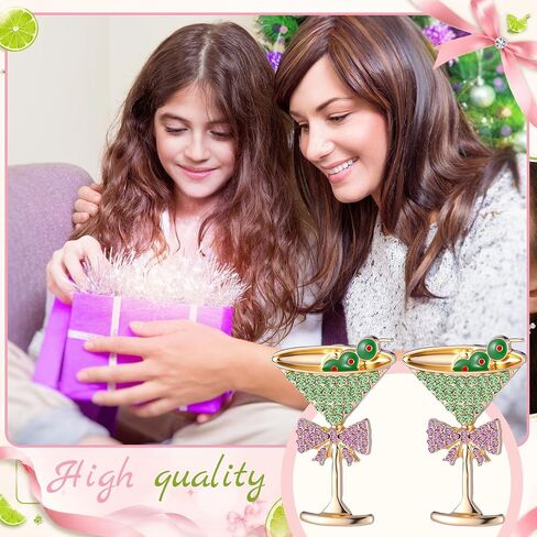Tondiamo 9 Pairs Martini Earrings Novelty Champagne Glass Cocktail Fruit Earrings Metal Jewelry for Woman Martini Party Favors for Wine Glass Alcohol Goblet Beach Holiday Earring Gifts Decorations in Saudi Arabia