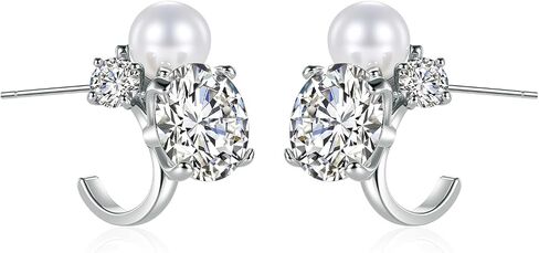 14K White Gold Plated Cubic Zirconia Halo Stud Earrings for Women Silver Post Hypoallergenic Statement Earrings with Twisted Double Halo CZ Simulated Diamond Studs for Sensitive Ears in Kuwait