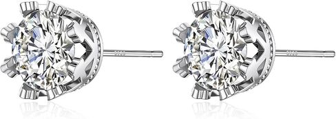 14K White Gold Plated Cubic Zirconia Halo Stud Earrings for Women Silver Post Hypoallergenic Statement Earrings with Twisted Double Halo CZ Simulated Diamond Studs for Sensitive Ears in Kuwait