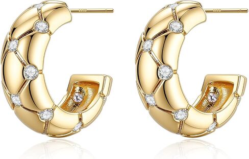 14K White Gold Plated Cubic Zirconia Halo Stud Earrings for Women Silver Post Hypoallergenic Statement Earrings with Twisted Double Halo CZ Simulated Diamond Studs for Sensitive Ears in Kuwait