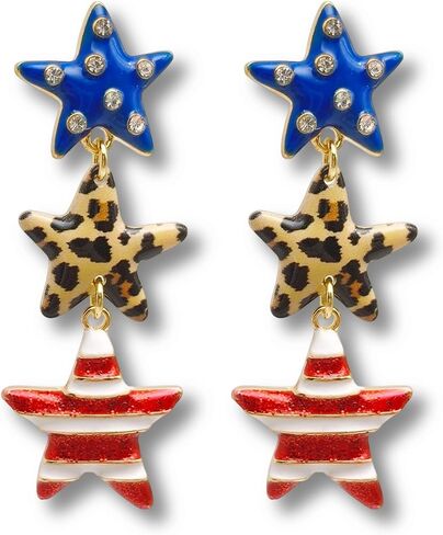 4th of July American Flag Stud Earrings, Patriotic Independence Day Jewelry Gift for Women in Saudi Arabia