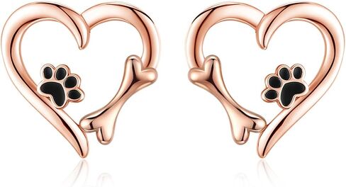 MEDWISE 925 الفضة الاسترليني / الذهب / ارتفع الذهب الكلب مخلب طباعة ترصيع الأقراط القلب جميل ترصيع مجوهرات كلب هدايا للنساء السيدات زوجة الأم ابنة حفيدة عيد ميلاد عيد الميلاد in Kuwait