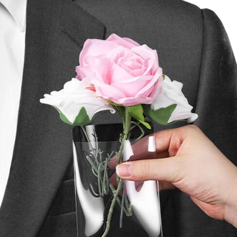 Wedding Boutonniere Holder 20 Pack, No-Sew Plastic Square Flower Sleeves for Groom & Groomsmen, Horizontal Pocket Flower Vials for Suit Jacket Chest Pocket, Prom, Homecoming (NO Flowers) in Saudi Arabia