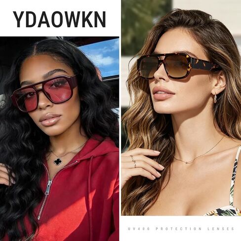 نظارات شمسية YDAOWKN كلاسيكية كبيرة الحجم أفياتور للنساء والرجال مربعة وجسر مزدوج نظارات شمسية عصرية UV400 in Kuwait
