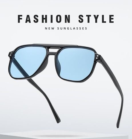 6 Pieces Retro Square Aviator Sunglasses for Women Men Trendy Classic 70s Oversized Aviator Plastic Frame Sun Glasses in Saudi Arabia