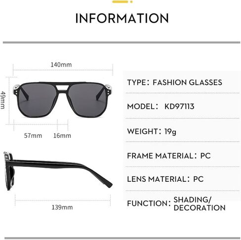 6 Pieces Retro Square Aviator Sunglasses for Women Men Trendy Classic 70s Oversized Aviator Plastic Frame Sun Glasses in Saudi Arabia