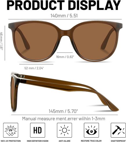 Retro Polarized Sunglasses for Women Men Classic Vintage Style Trendy Shade UV400 Protection Lens in Saudi Arabia