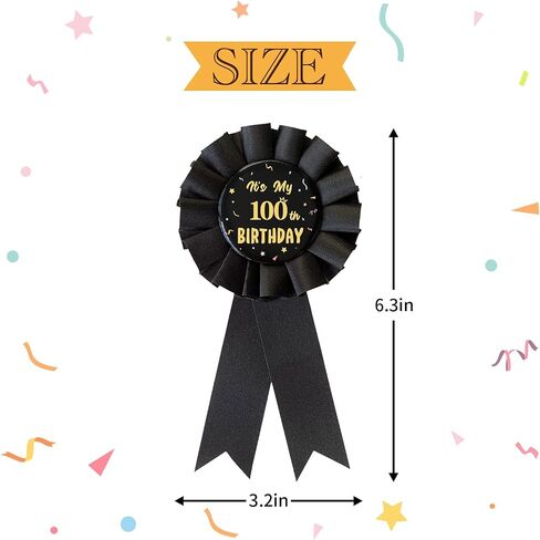 It's My 100th Birthday Pin,100 Years Old Birthday Button Pin Black Ribbon Badge for Men and Women Party Decorations HM100 in Saudi Arabia