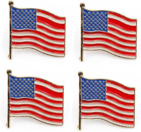 American Flag Pin 4 Pack - July 4th The Stars and Stripes USA Patriotic Brooch US Veteran Military Lapel Pins Decorations for Men & Women Gift Backpack Hat Clothes Suit Decor in Kuwait
