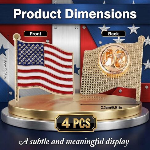 American Flag Pin 4 Pack - July 4th The Stars and Stripes USA Patriotic Brooch US Veteran Military Lapel Pins Decorations for Men & Women Gift Backpack Hat Clothes Suit Decor in Kuwait