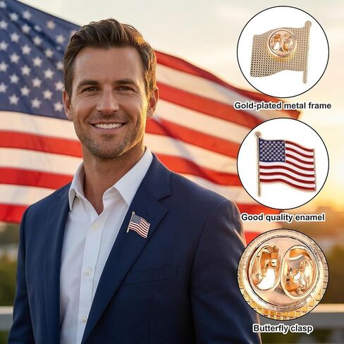 American Flag Pin 4 Pack - July 4th The Stars and Stripes USA Patriotic Brooch US Veteran Military Lapel Pins Decorations for Men & Women Gift Backpack Hat Clothes Suit Decor in Kuwait