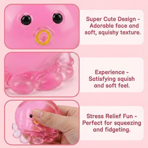 Octopus Squishies, Octopus Stress Ball, Fidget Tool for Study Concentration and Office Stress Relief, Octopu Sensory Tool for Anxiety Management and Travel Entertainment (Rose Red) in Saudi Arabia
