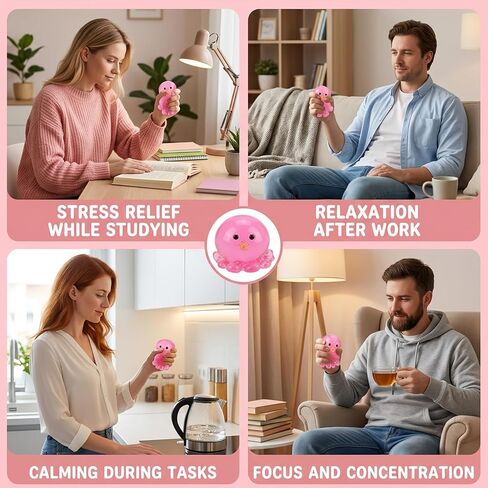 Octopus Squishies, Octopus Stress Ball, Fidget Tool for Study Concentration and Office Stress Relief, Octopu Sensory Tool for Anxiety Management and Travel Entertainment (Rose Red) in Saudi Arabia