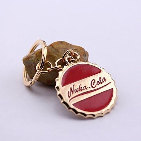 Nuka-Cola Bottle Cap Keychain – Fallout Red Enamel Gold Key Ring Wasteland Gamer Gift for Men Women Fallout Accessories Post Apocalyptic Gaming Merch in Saudi Arabia
