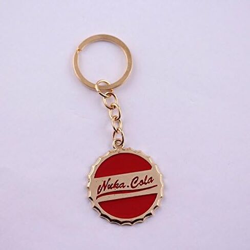 Nuka-Cola Bottle Cap Keychain – Fallout Red Enamel Gold Key Ring Wasteland Gamer Gift for Men Women Fallout Accessories Post Apocalyptic Gaming Merch in Saudi Arabia