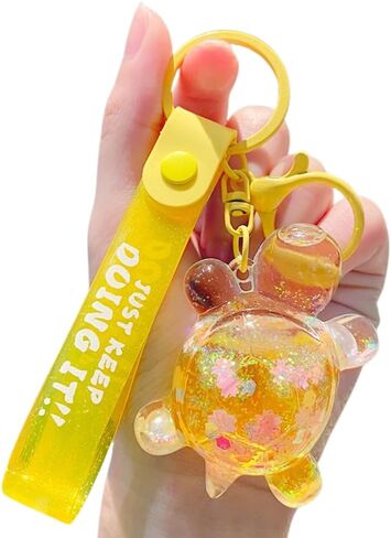 Cute Turtle Keychain Kawaii Turtle Liquid Floating Keychain Backpack Pendent in Saudi Arabia