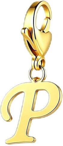 Lobster Clasp Charm Pendant Clip On Zipper Pull Dangle Letter Keychain Alphabet Gold Capital Character Keyring in Kuwait