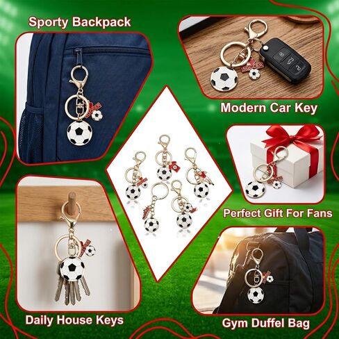 5 Pcs Soccer Keychain, 3D Gold Mini Love Soccer Gifts for Women Men, Stainless Steel Funny World Cup Football Keychains Gifts for Soccer Players Teens, Boys & Girls in Kuwait