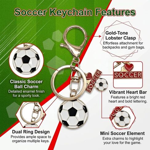 5 Pcs Soccer Keychain, 3D Gold Mini Love Soccer Gifts for Women Men, Stainless Steel Funny World Cup Football Keychains Gifts for Soccer Players Teens, Boys & Girls in Kuwait