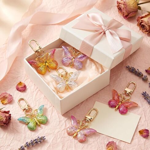 10 Pcs Butterfly Keychain Set Colorful Bag Charms for Women Trendy Backpack Clips Aesthetic Purse Accessories in Saudi Arabia