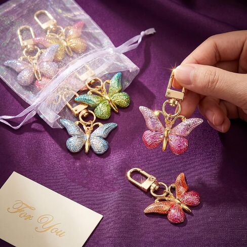 10 Pcs Butterfly Keychain Set Colorful Bag Charms for Women Trendy Backpack Clips Aesthetic Purse Accessories in Saudi Arabia