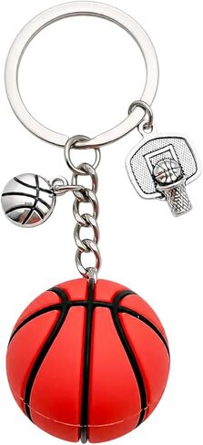 Sports Ball Keychain,Basketball Football Soccer Volleyball Key Chain,Soft PVC Ball Charm,Stainless Steel Keyring Gift in Saudi Arabia