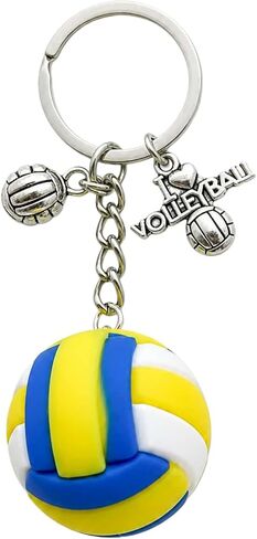 Sports Ball Keychain,Basketball Football Soccer Volleyball Key Chain,Soft PVC Ball Charm,Stainless Steel Keyring Gift in Saudi Arabia