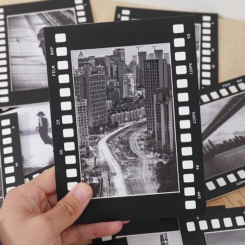 إطارات صور ورقية مقاس 4 بوصة × 6 بوصة، إطار صور سينمائي عتيق مثبت على الحائط، مجموعة إطارات صور معلقة على الحائط من 5 قطع لبطاقة بريدية أيدول، ديكور منزلي، هدايا (أسود) in Kuwait