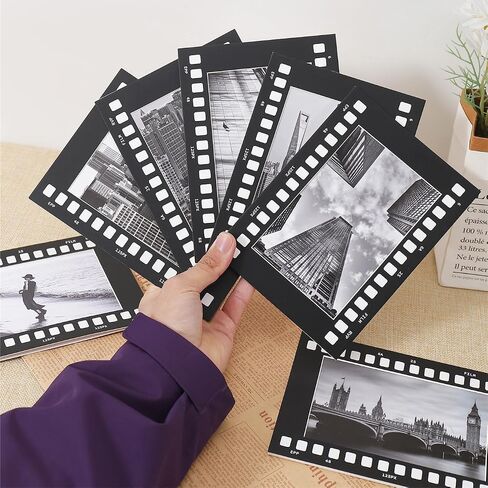 إطارات صور ورقية مقاس 4 بوصة × 6 بوصة، إطار صور سينمائي عتيق مثبت على الحائط، مجموعة إطارات صور معلقة على الحائط من 5 قطع لبطاقة بريدية أيدول، ديكور منزلي، هدايا (أسود) in Kuwait
