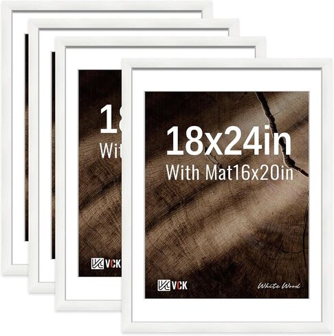 VCK 8x10 Picture Frame with Glass - 4 Pack, Display Pictures 5x7 with Mat or 8 x 10 without Mat - Wall and Tabletop, 8 by 10 Photo Black Wooden Frames in Saudi Arabia