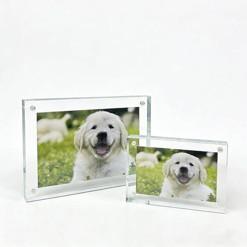 3x4 Acrylic Picture Frame - Magnetic Double-Sided Clear Frame, Freestanding Desktop Photo Display for Tabletop in Kuwait