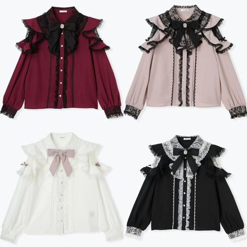 Pokn Jirai Kei Lolita Fashion Cutecore Clothes Kawaii Clothing Blouse Goth Shirt Women Lace Long Sleeve Blouse with Bow in Saudi Arabia
