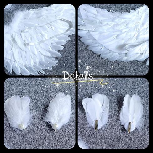 3PCS Medium White Angel Wings with Matching Swan Hair Clips Set Wearable Feather Costume Wings for Adult Women Romantic Cupid Costume Accessories for Valentines Day Cosplay Halloween Party in Saudi Arabia
