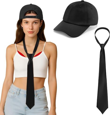 Halloween Men Dancer Costume Baseball Cap and Necktie Set for Men Women Halloween Party Cosplay Costume Accessories in Saudi Arabia