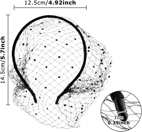 2Pcs Black Veil Headband,1920s Flapper Fascinator Mesh Veils Headband with Rhinestones,Black Birdcag-e Veil for Women's Bridal,Wedding,Tea Party & Funeral Occasions(Black,Size:14.5 * 12cm) in Saudi Arabia