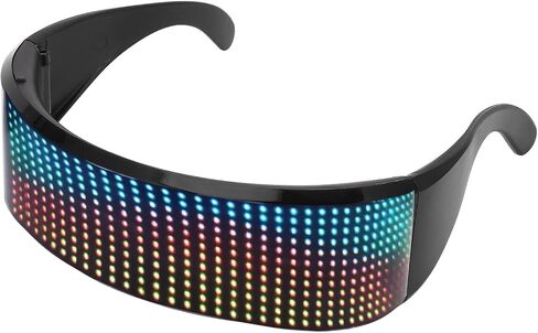 نظارات LED، نظارات إضاءة RGB قابلة للبرمجة والتخصيص، التحكم في التطبيق لنظام IOS، دعم النص، الكتابة على الجدران، الرسوم المتحركة، الصورة، USB قابلة للشحن للحفلات التنكرية in Kuwait