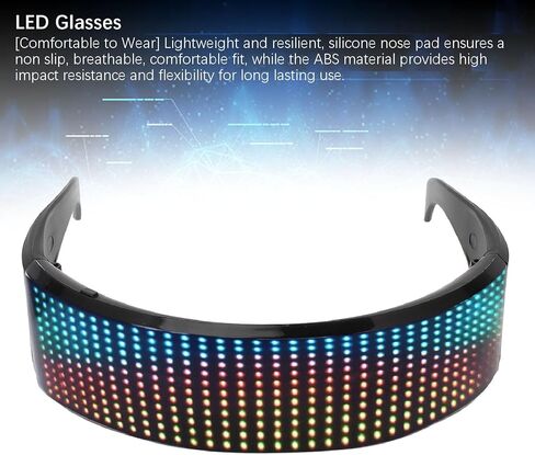 نظارات LED، نظارات إضاءة RGB قابلة للبرمجة والتخصيص، التحكم في التطبيق لنظام IOS، دعم النص، الكتابة على الجدران، الرسوم المتحركة، الصورة، USB قابلة للشحن للحفلات التنكرية in Kuwait