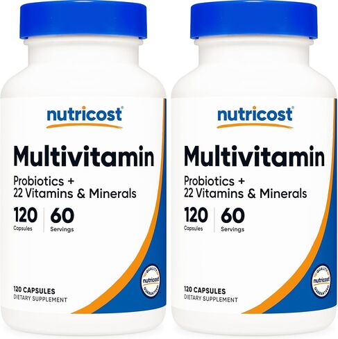 Nutricost Multivitamin with Probiotics 120 Vegetarian Capsules - Packed with Vitamins & Minerals in Kuwait