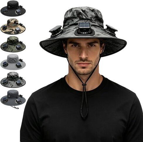 Three Solar Fan Outdoor Cooling Fan Hat, Fishing Hat-Solar, Solar Fan Hat for Men Women, 3 Speeds for Fishing in Saudi Arabia